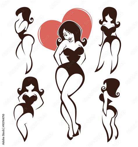 Vector Collection Of Plus Size Pin Up Girls Stock Vector Adobe Stock