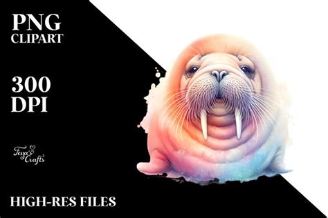 Vibrant Pastel Baby Walrus Clipart