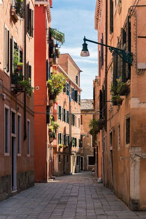 Narrow Street in the Old Town in Venice Stock Image - Image of travel ...