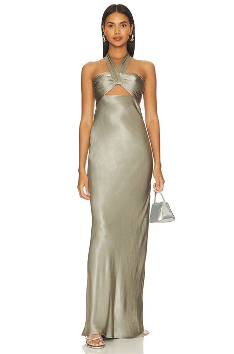 SHONA JOY La Lune Ruched Halter Maxi Dress We Select Dresses