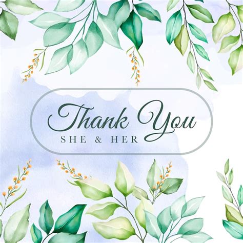 Premium Vector | Colorful green floral thank you card