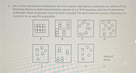 [Solved]: Let a circle represent an ammonium ion and a squa