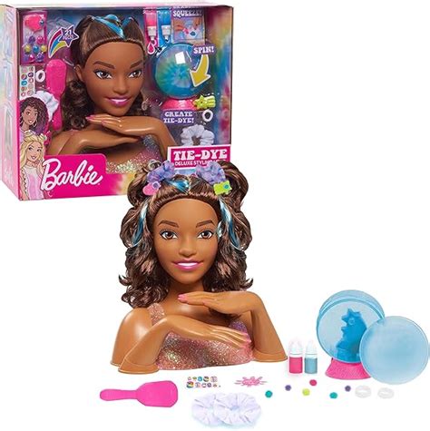 Amazon Barbie Tie Dye Deluxe 21 Piece Styling Head Black Hair