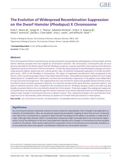 PDF The Evolution Of Widespread Recombination Suppression On The