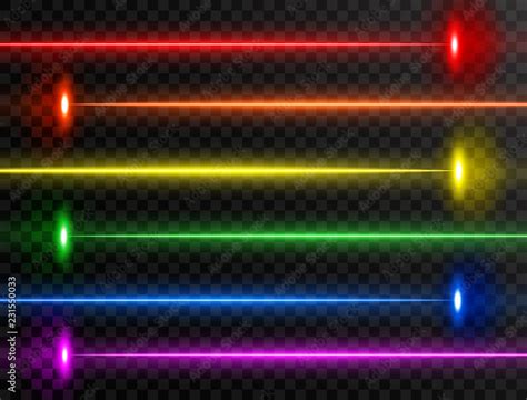 Laser Beam Set Colorful Rainbow Laser Beam Collection Isolated On