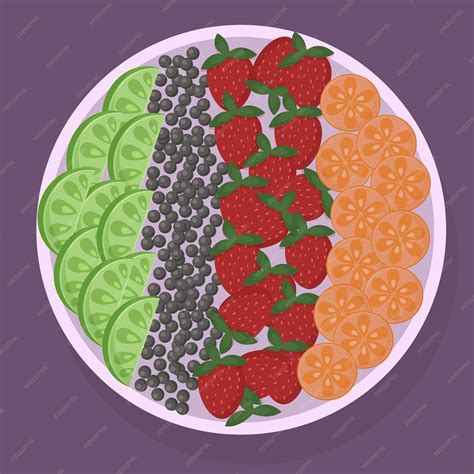 Premium Vector | Healthy brazilian food acai bowl with nuts and