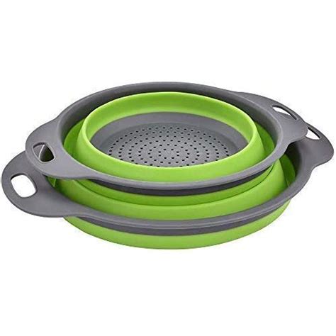 Enkousa Green Collapsible Colander Sets Kitchen Foldable Silicone