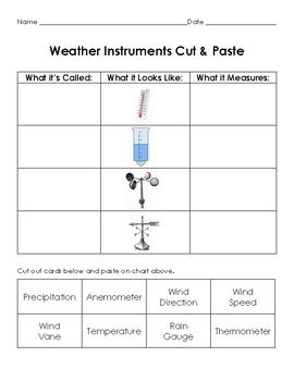 Weather Instruments Cut Paste Matching Activity TpT