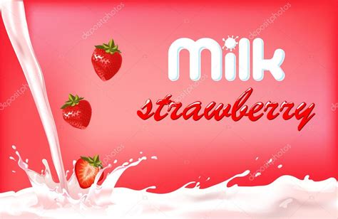 Label Milk Strawberry Vector Illustration Stock Vector Image By