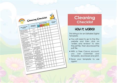 Daycare Cleaning Checklist Editable And Printable Cleaning Record Sheet