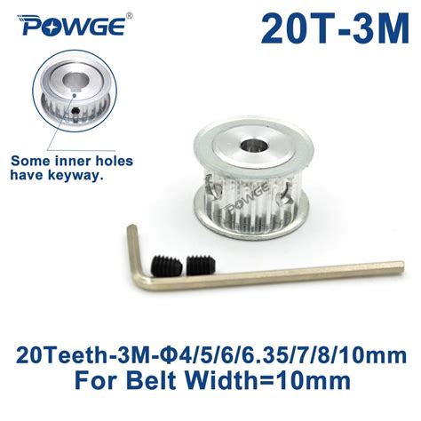 Powge 20 Teeth Htd 3m Timing Pulley Bore 4 5 6 6 35 7 8 10mm For Width 10mm 3m Synchronous Belt