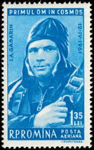 Stamp Yuri Gagarin Soviet Aviator Cosmonaut Romania