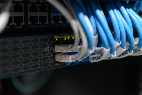 Information Technology Computer Network Network Switch And Ethernet Cables Stock Image Image