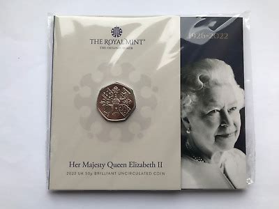 Queen Elizabeth Ii King Charles Iii Fifty Pence Coin Bu Pack