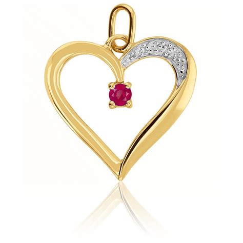 Pendentif Coeur Ouvert 2 Ors 750 Rubis Emanessence Ocarat