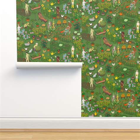 Naked Gardening Day Large Scale Wallpaper Spoonflower
