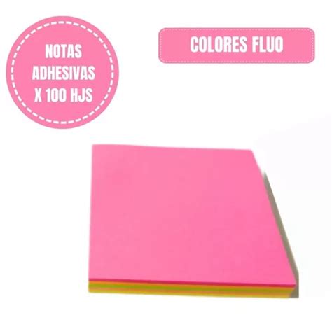 Taco Nota Adhesivas Tonos Fluo X Cm X Hojas