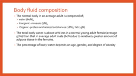 Solution Body Fluid Compartments Ppt Studypool