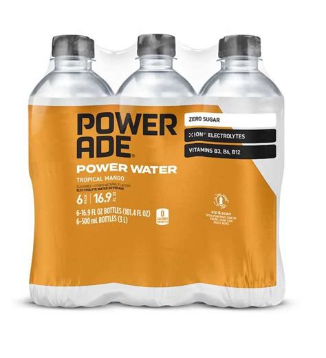 Powerade Power Water Tropical Mango Zero Sugar Zero Calorie Ion