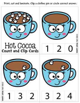 Hot Cocoa Counting Clip Cards 0 10 Includes Worksheets TpT