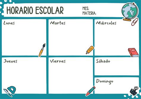 Horario Escolar Para Imprimir Pdf - Plantilla horario escolar para imprimir 📆 PDF GRATIS