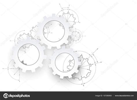 Koła zębate w zaangażowania Inżynieria rysunek streszczenie tło