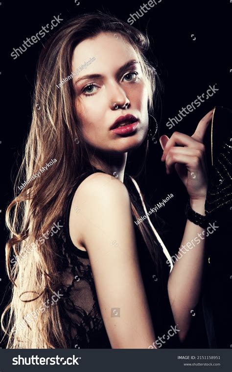 Beautiful Sexy Brunette Girl Posing On Stock Photo