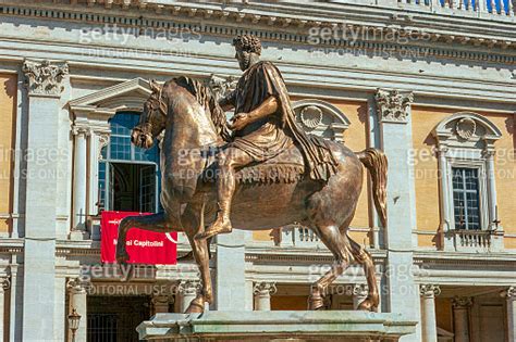 Rome Italy A Replica Of The Gilded Bronze Equestrian Statue Of The