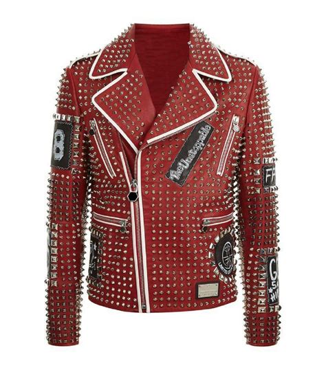 Buy Mens Cafe Racer Studded Biker Punk Is Pride Red Brando Motorcycle