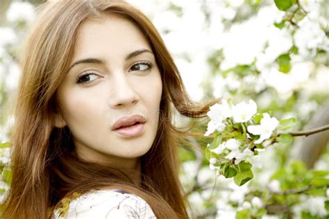 Brunette In The Garden Stock Image Image Of Nature Garden