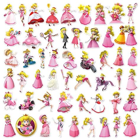 50Pcs Super Mario Princess Peach Stickers - Wholesale Stickers