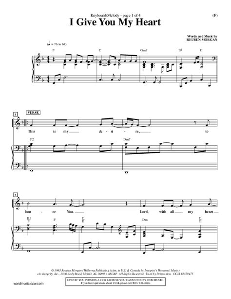 I Give You My Heart Sheet Music PDF (Reuben Morgan) - PraiseCharts