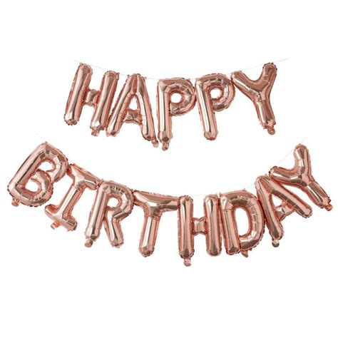 Ballons Lettres Happy Birthday Rose Gold Modern Confetti