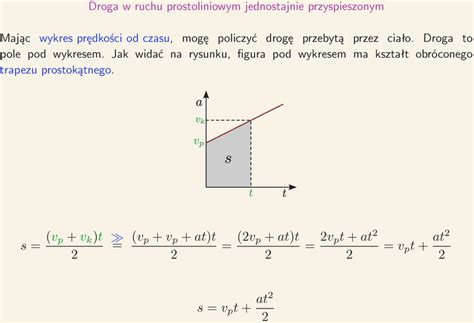 Wzór Na Droge W Ruchu Przyspieszonym