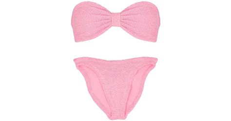 Hunza G Synthetic Jean Pink Seersucker Bikini Lyst Uk