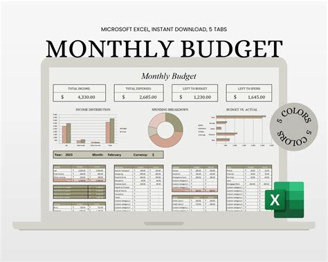 Monthly Budget Spreadsheet, Excel Budget Template, Budget Sheet, Savings Tracker, Expense ...