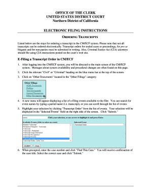 Fillable Online Cand Uscourts Listed Below Are The Steps For Ordering A