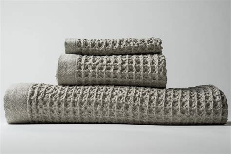 Waffle Weave Bath Towel Set Antimicrobial 100 Supima Cotton Grey