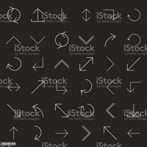 Set Of Linear Arrow Vector Illustration Stock Illustration Download