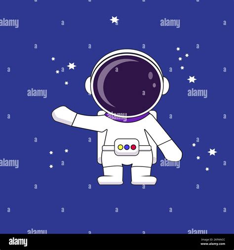 Lindo Astronauta Agitando La Mano De Dibujos Animados Vector Icon