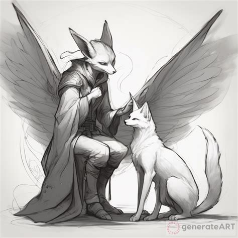 Enchanting Elf And Kitsune Concept Art Fantasy Sketch Generateart