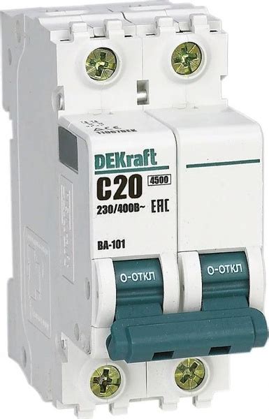 Купить Автоматический выключатель DEKraft / ДеКрафт ВА-101, 2Р 20А ...