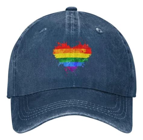 Gorra De Béisbol Con Corazón Arcoíris Lgbt Gay Pride C Talla Única