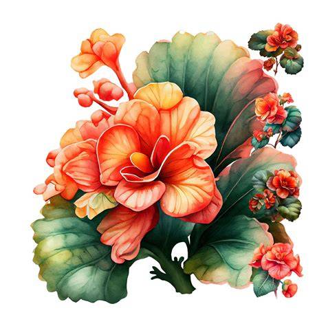 Begonias Watercolor Clipart Bundle – 15 JPG Floral Illustrations for