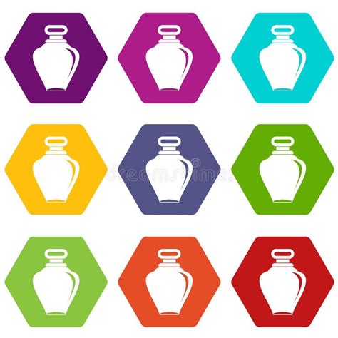 Parfume Bottle Icon Set Color Hexahedron Stock Vector Illustration Of