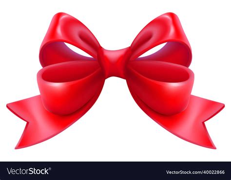 Red Christmas Bow Ribbon Decorative Ornament Vector Image