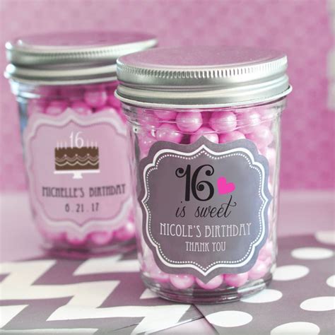 50 Personalized Mini Mason Candy Jar Quinceanera Sweet 15 Or 16 Party