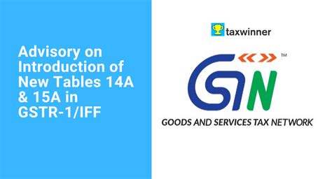 Advisory On Introduction Of New Tables 14A 15A In GSTR 1 IFF TaxWinner