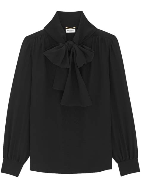 Saint Laurent Pussy Bow Collar Silk Blouse Farfetch