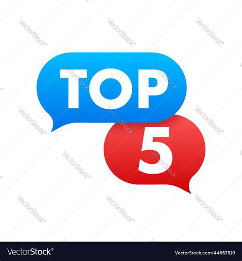 Top 5 Five Colorful Label On White Royalty Free Vector